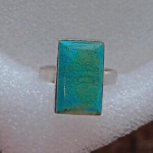 New - Peruvian Blue Opal 925 Sterling Silver Ring - Size 7.5